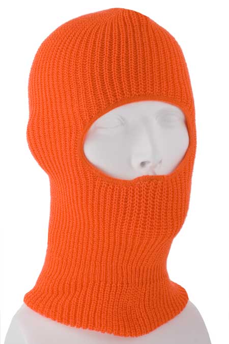 Value Knit - Blaze Orange One Hole Facemask - SINgle Piece - MADE IN USA
