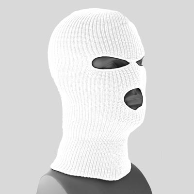 White Superstretch Full Face Ski Mask - Made in USA - White, 144pcs - Case