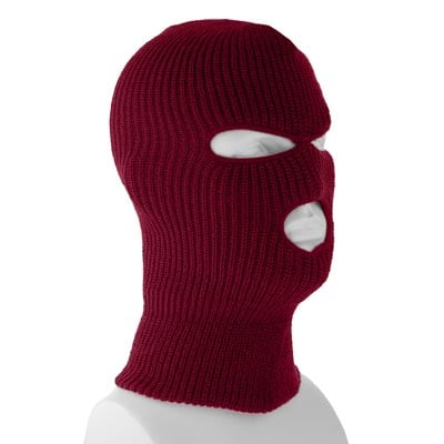 Burgundy USA Made Superstretch Full Face Ski Mask - Single Piece