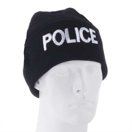 POLICE - Black Ski Hat - SINgle Piece - MADE IN USA