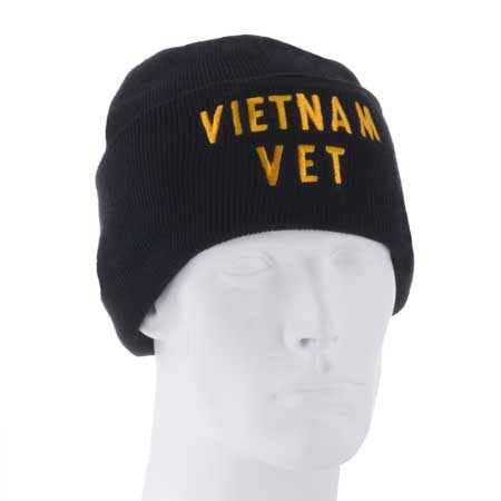VIETNAM VET - Black Ski Hat - SINgle Piece - MADE IN USA