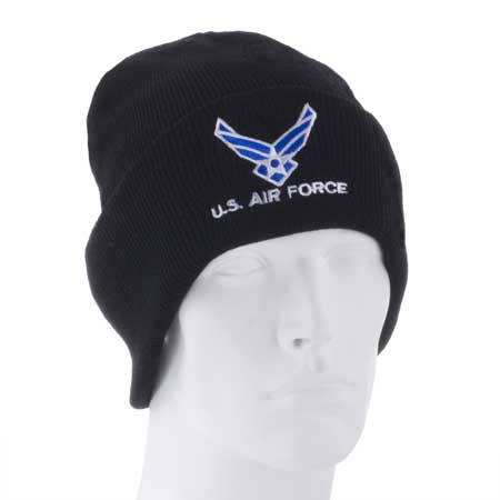 US Air Force with Logo - Black Ski Hat - Dozen Packed - MADE IN USA