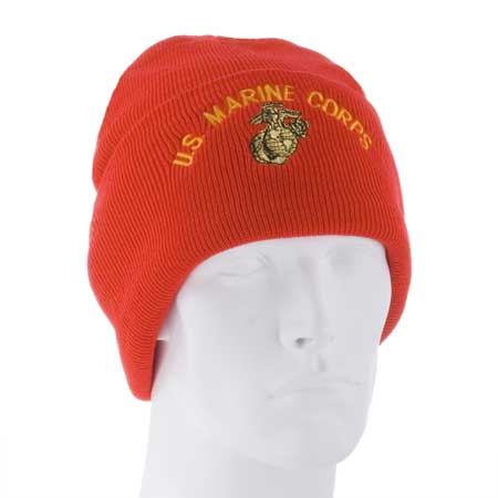 US MarINe Corps with Logo - Red Ski Hat - SINgle Piece - MADE IN USA