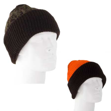 Reversible Camo Ski Hat with Blaze Orange Lining - Brown Camo, 1 piece