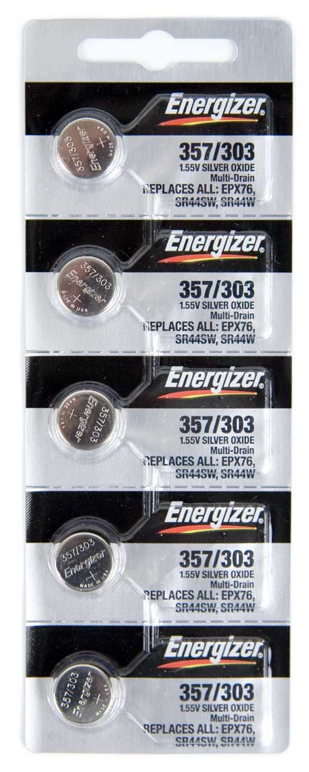 357 303 Silver Oxide Battery - Manufactured by Energizer - 5 Batteries - One Pack