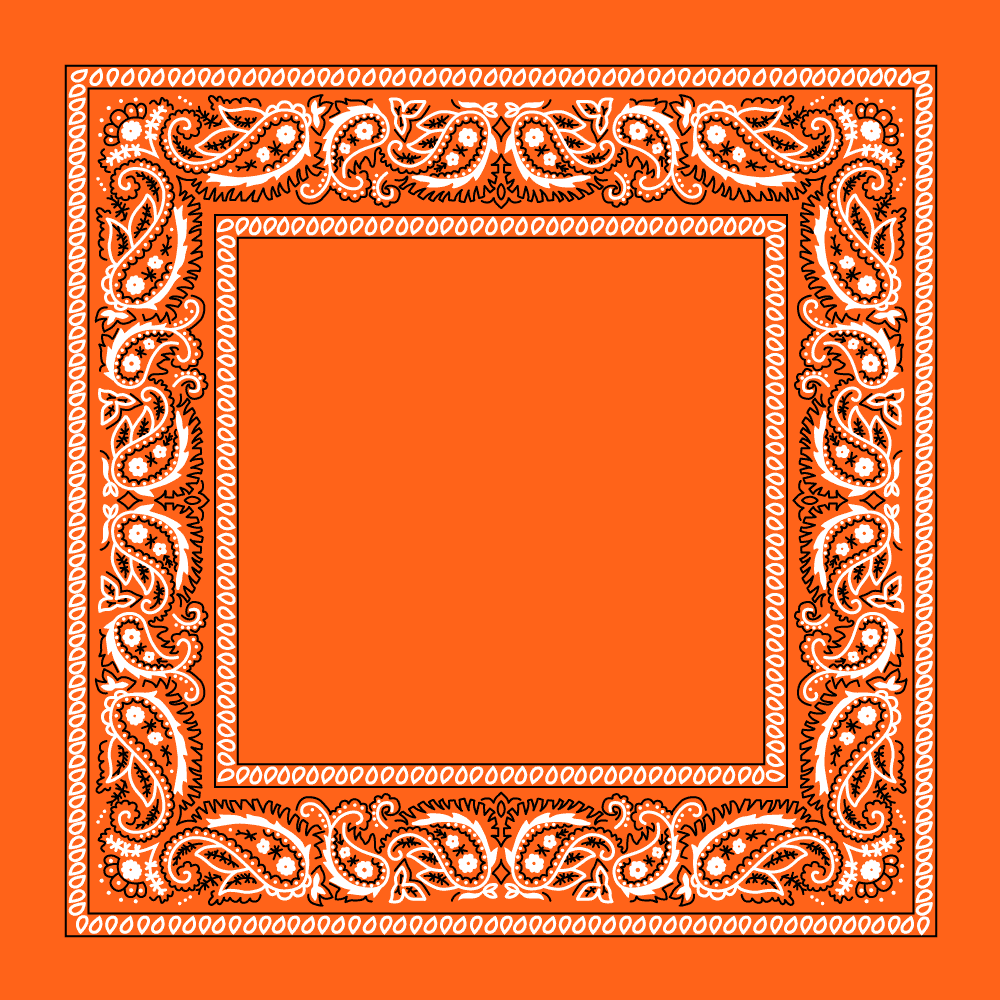 Orange Open Center Paisley BANDANA - Single Piece 22x22