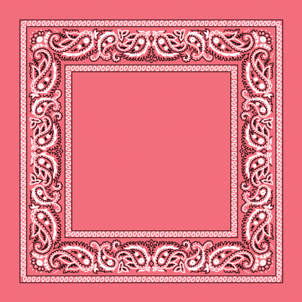 Pink Open Center Paisley Bandana - Single Piece 22x22**