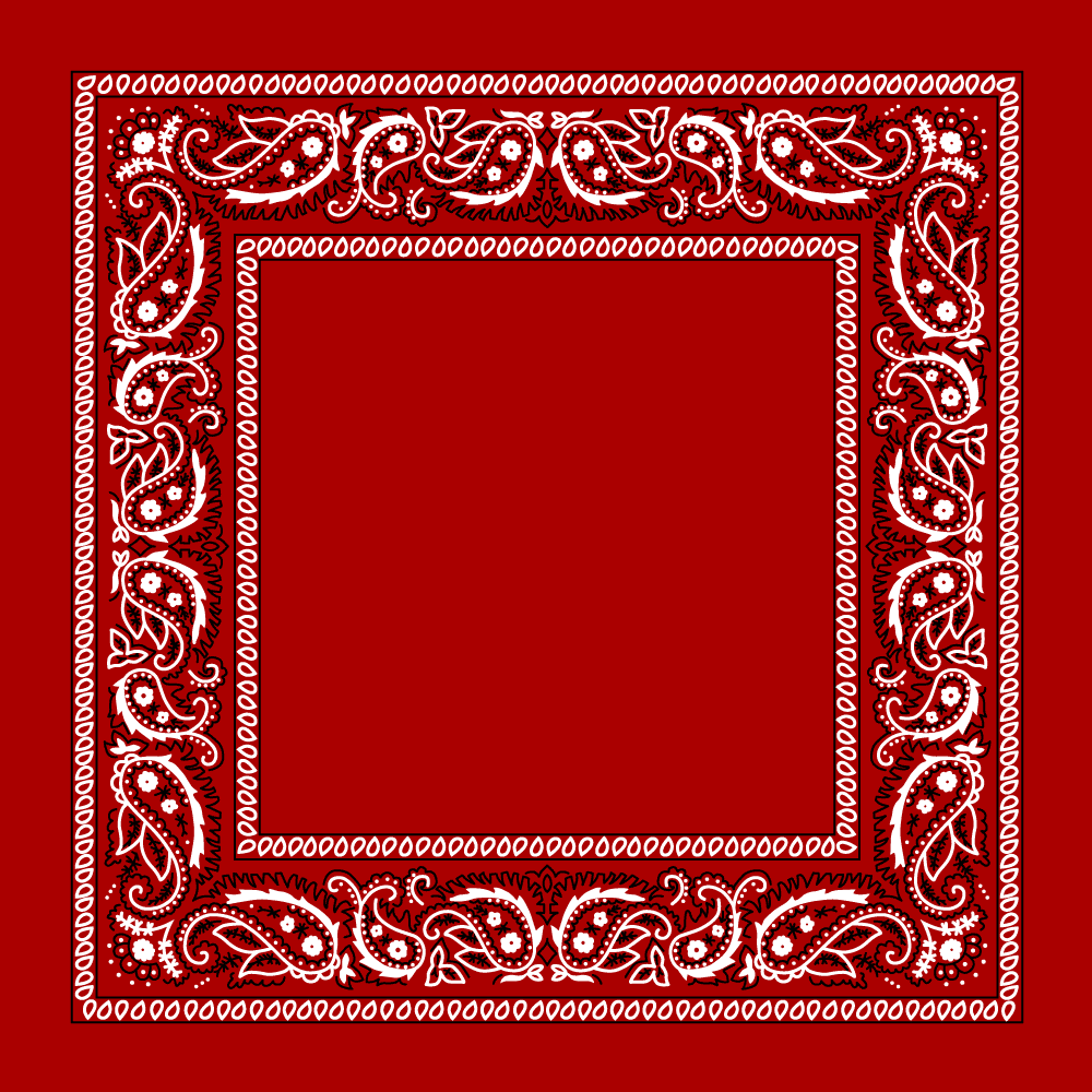 Red Open Center Paisley BANDANA - Single Piece 22x22