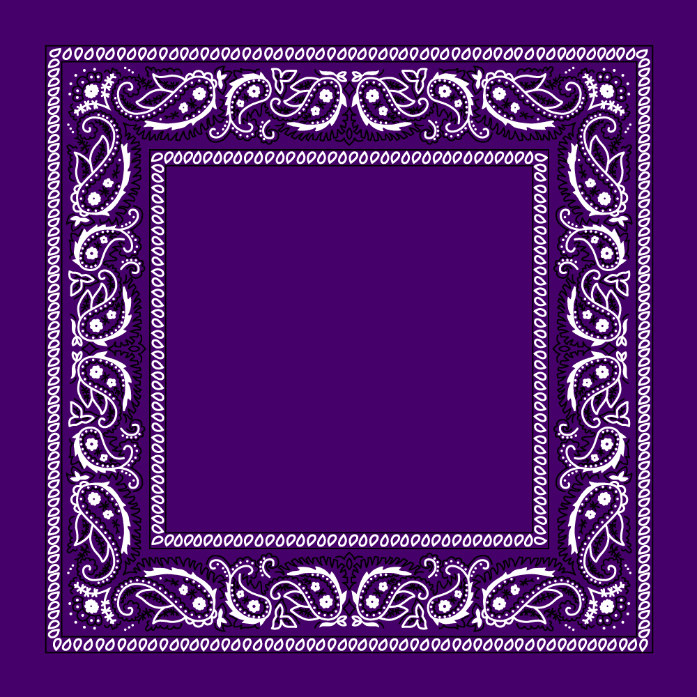 1pc Purple Classic Open Center Paisley Bandana - 22x22 Inches