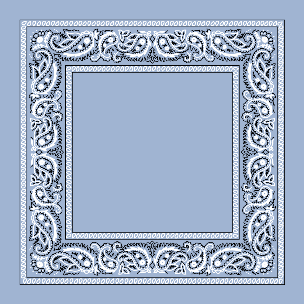 Light Blue Open Center Paisley BANDANA - Single Piece 22x22