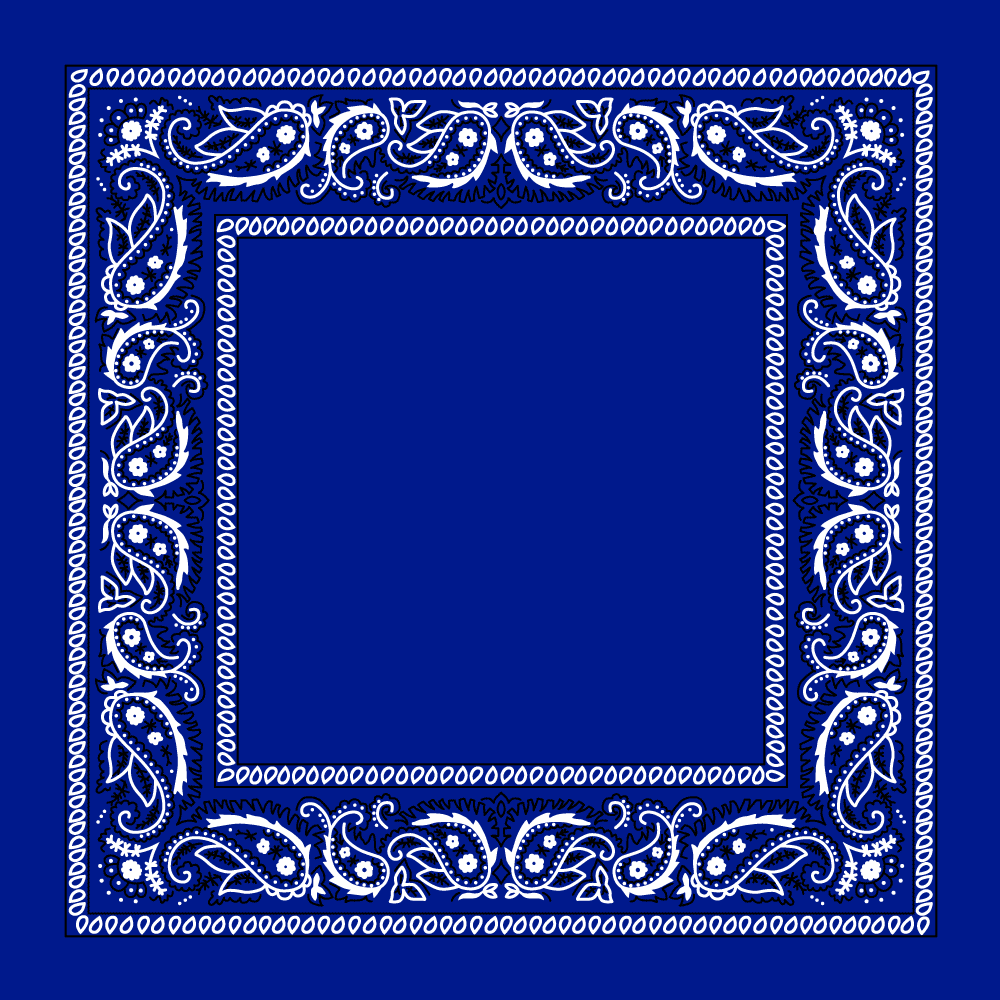 12-pack Royal Blue Classic Open Center Paisley Bandana - 22x22 Inches