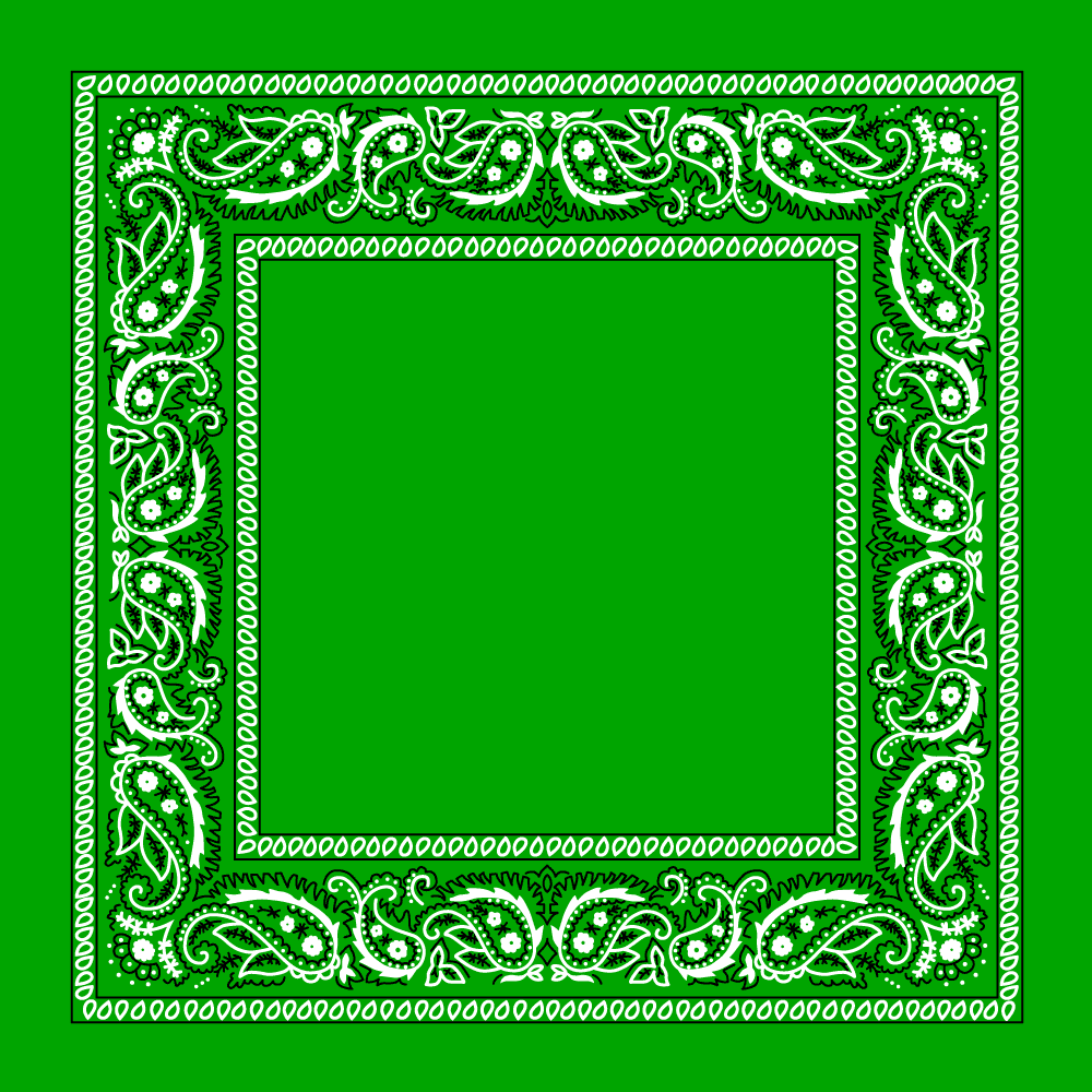 12-pack Kelly Green Classic Open Center Paisley Bandana - 22x22 Inches