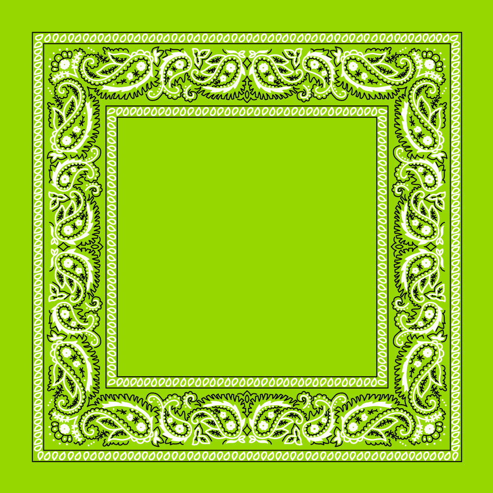 1pc Lime Green Lime Green  Open Center Paisley Imported 100% Cotton 22