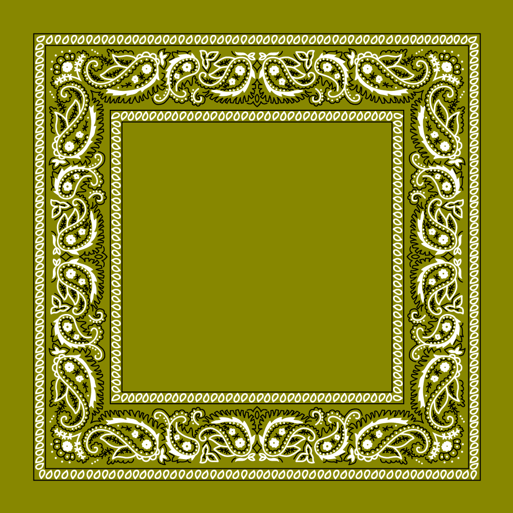 1pc Olive Green Olive Green Value Classic Open Center Paisley Imported 100% Cotton 22