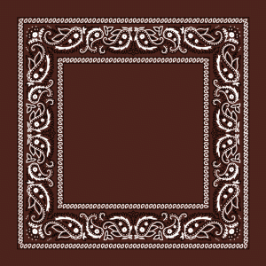 Dark Brown Open Center Paisley Bandana - Single Piece 22x22