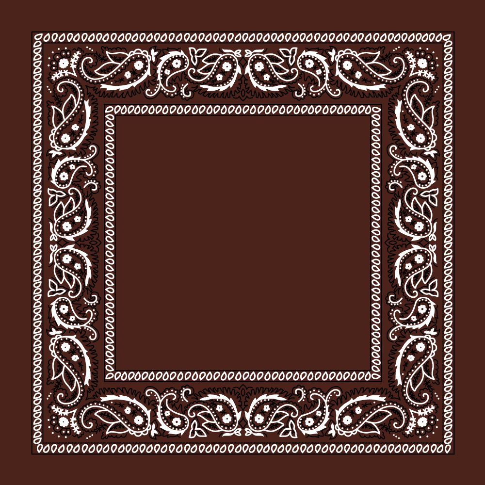 Dark Brown Open Center Paisley Bandana - Single Piece 22x22
