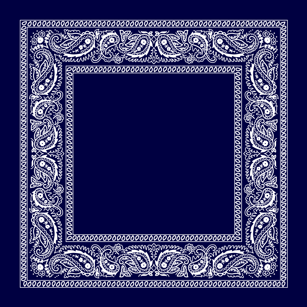 12-pack Navy Blue Classic Open Center Paisley Bandana - 22x22 Inches