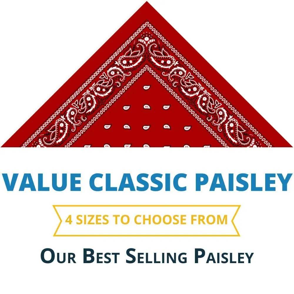 Value Classic Paisley Bandana Imported 100% Cotton Value Classic Paisley Bandana Imported 100% Cotton