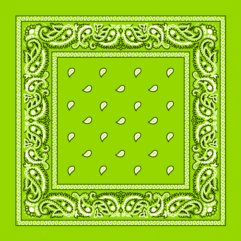 1pc Lime Green Lime Green Value Classic Paisley Bandana Imported 100% Cotton 14 x 14