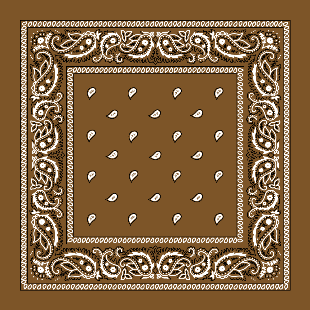 Brown Value Classic Paisley Bandana Imported 100% Cotton 14 x 14
