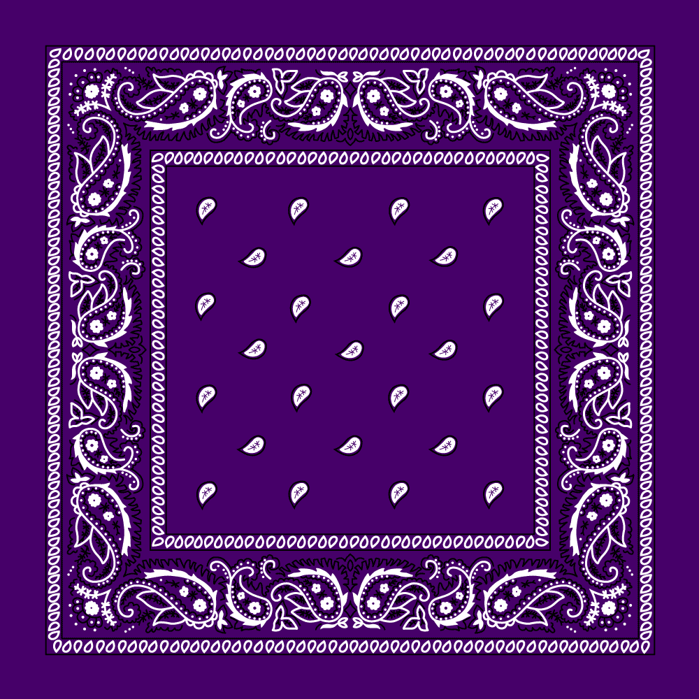 12-pack Purple Classic Paisley Bandana 100% Cotton - 18x18 Inches