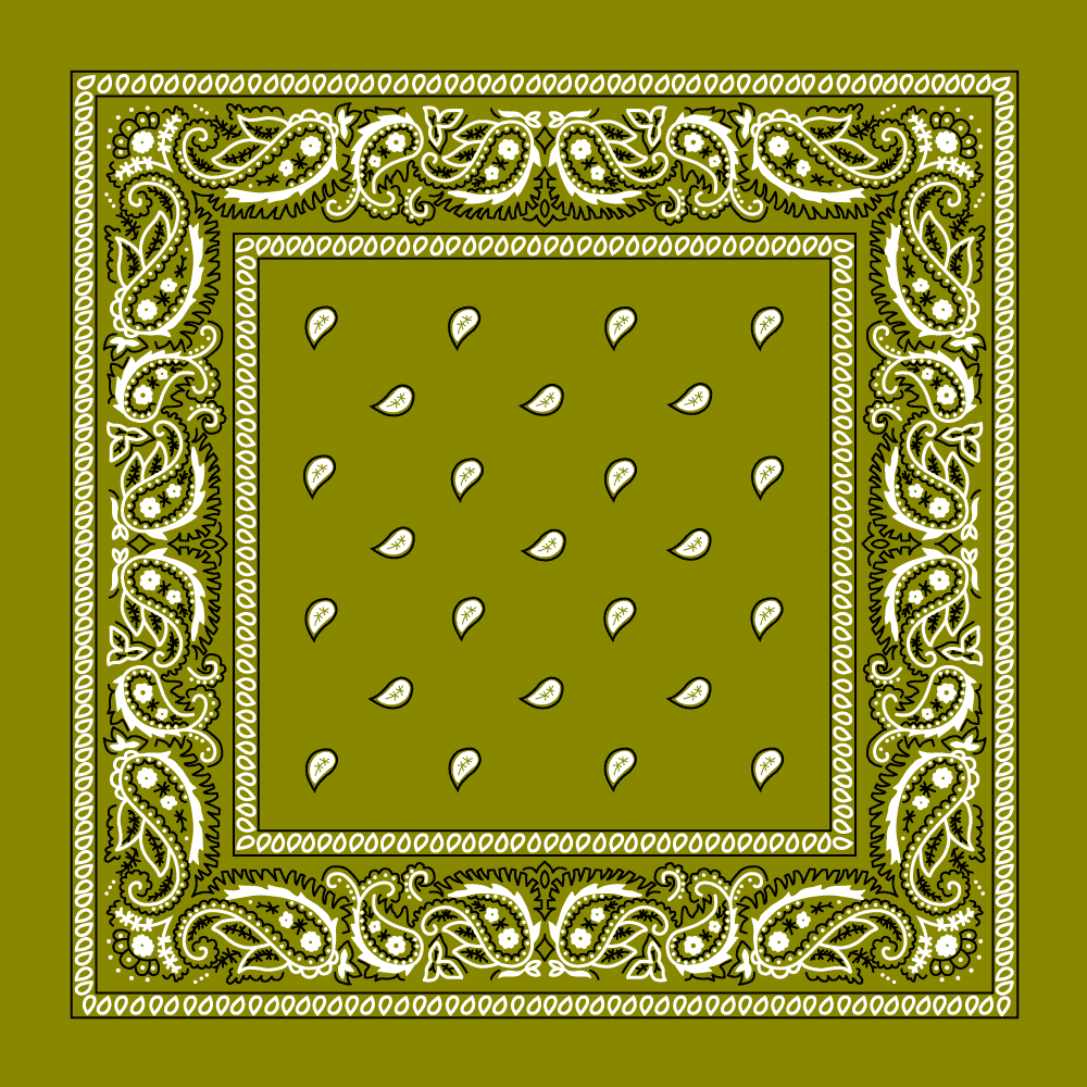 1pc Olive Green Olive Green Value Classic Paisley Bandana Imported 100% Cotton 18