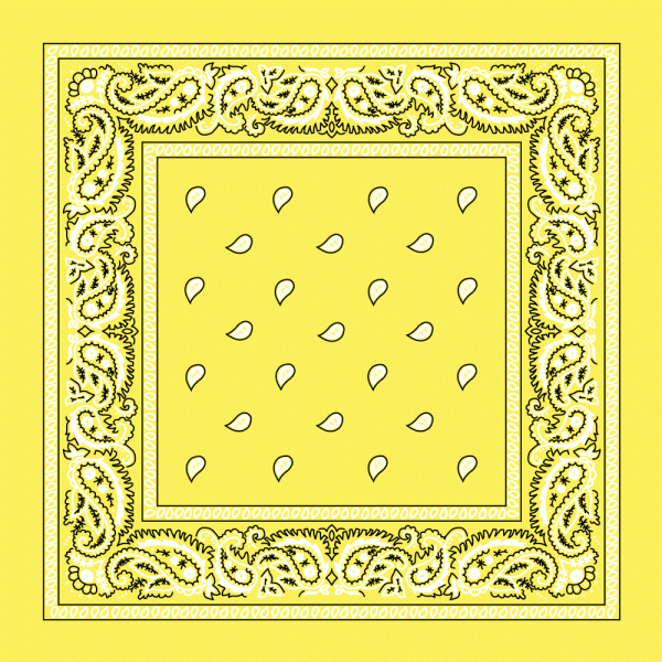 Light Yellow Paisley Bandanas - Dozen Packed 22x22