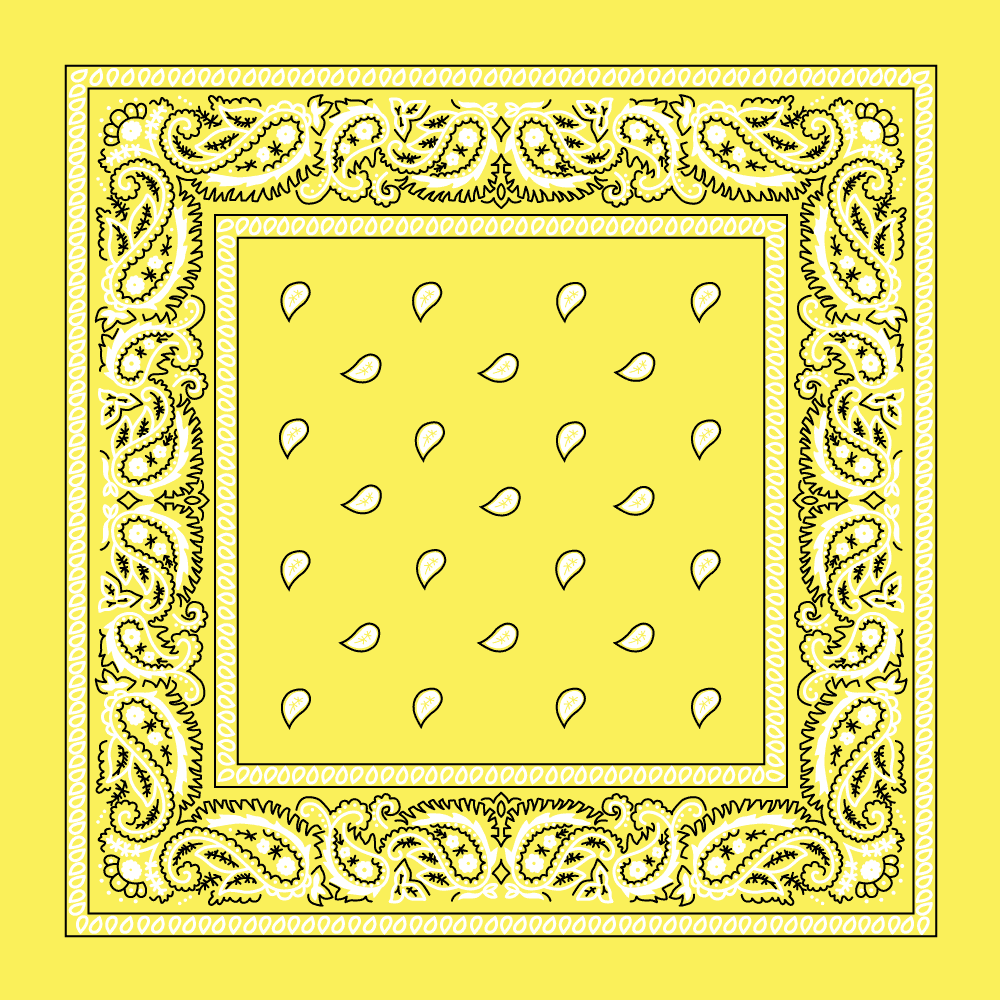 Light Yellow Paisley Bandanas - Dozen Packed 22x22