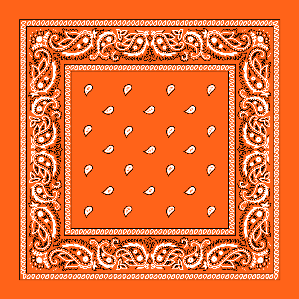 Orange Paisley BANDANA - Single Piece 22x22