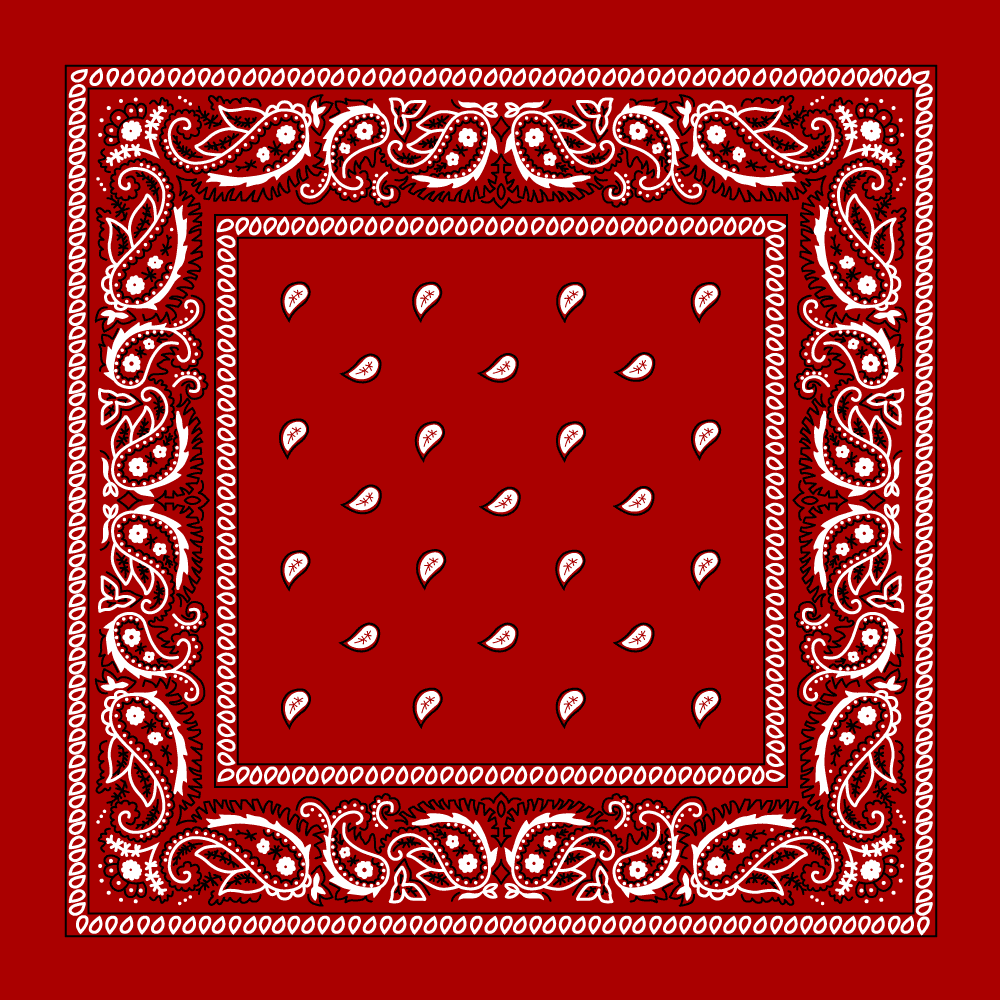 Red Paisley BANDANA - Single Piece 22x22