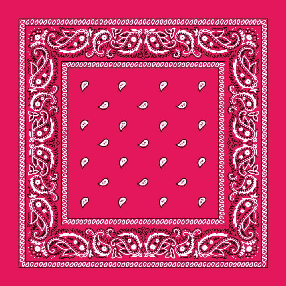 12-pack Hot Pink Classic Paisley Bandana 100% Cotton - 22x22 Inches