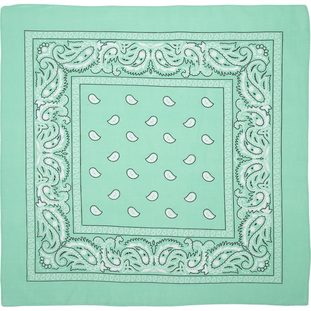 1pc Mint Green Classic Paisley Bandana 100% Cotton - 22x22 Inches