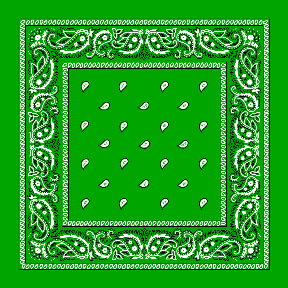 12-pack Kelly Green Classic Paisley Bandana 100% Cotton - 22x22 Inches