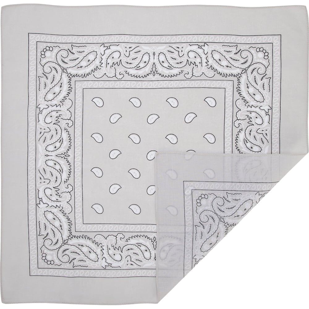 12pcs Light Grey Classic Paisley Handkerchiefs - Imported - 100% cotton