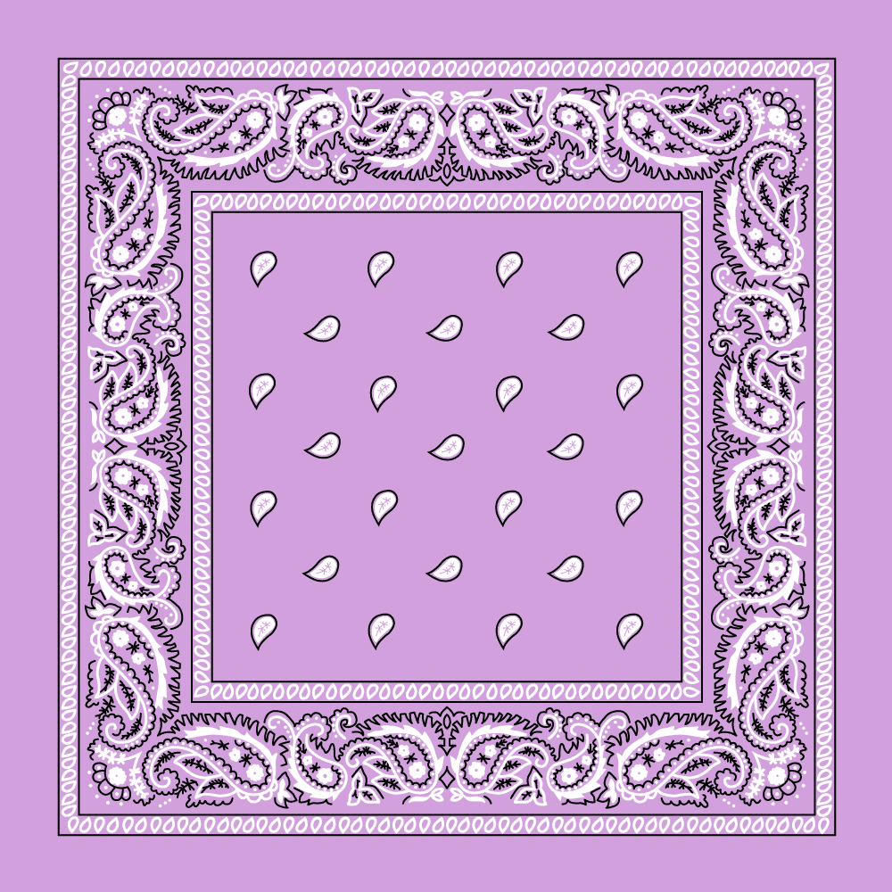 12-pack Lilac Classic Paisley Bandana 100% Cotton - 22x22 Inches