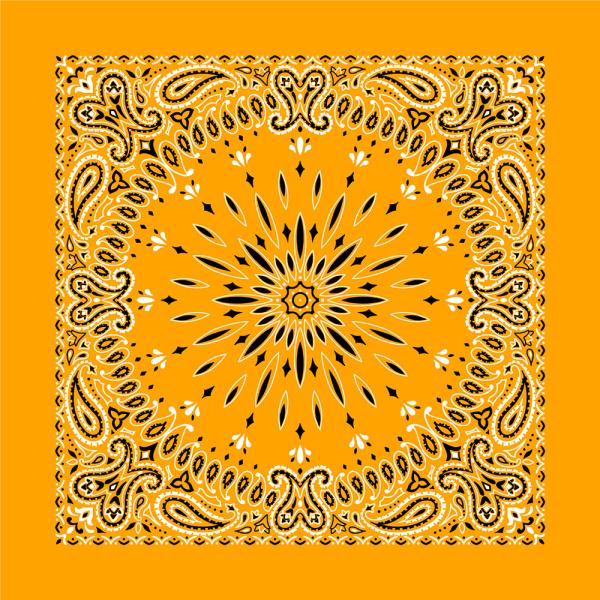 Gold Circular Burst Paisley Bandana - Single Piece 22x22