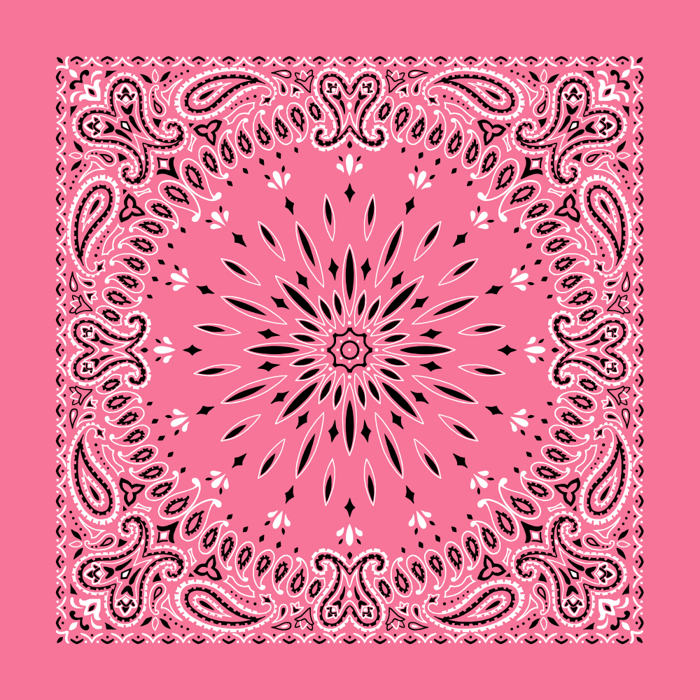 12pcs Pink Circular Burst Paisley Bandana Imported 100% Cotton 22