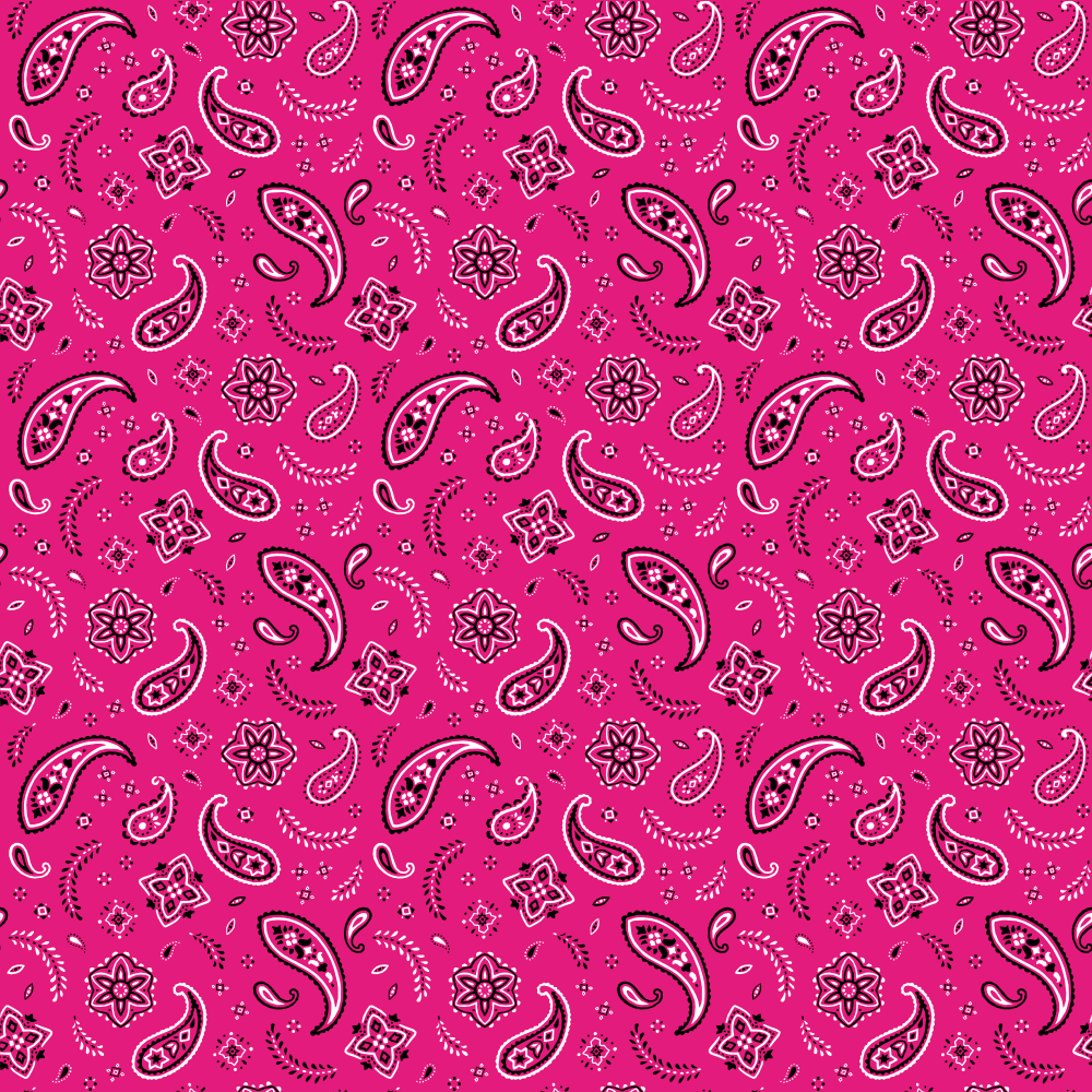 1pc Hot Pink All Over Paisley Bandana Imported 100% Cotton 22