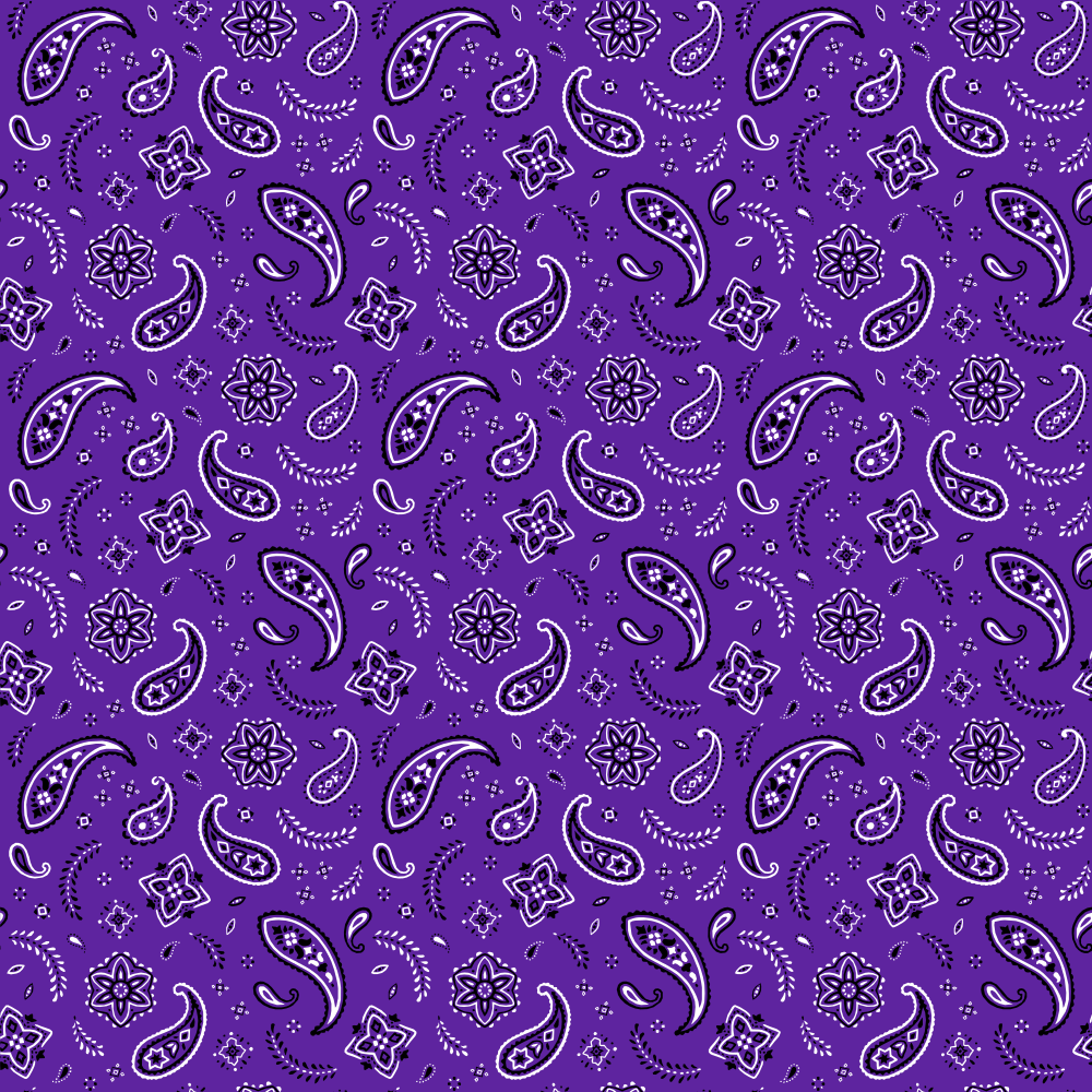 12-pack Purple All Over Paisley Bandana 100% Cotton - 22x22 Inches