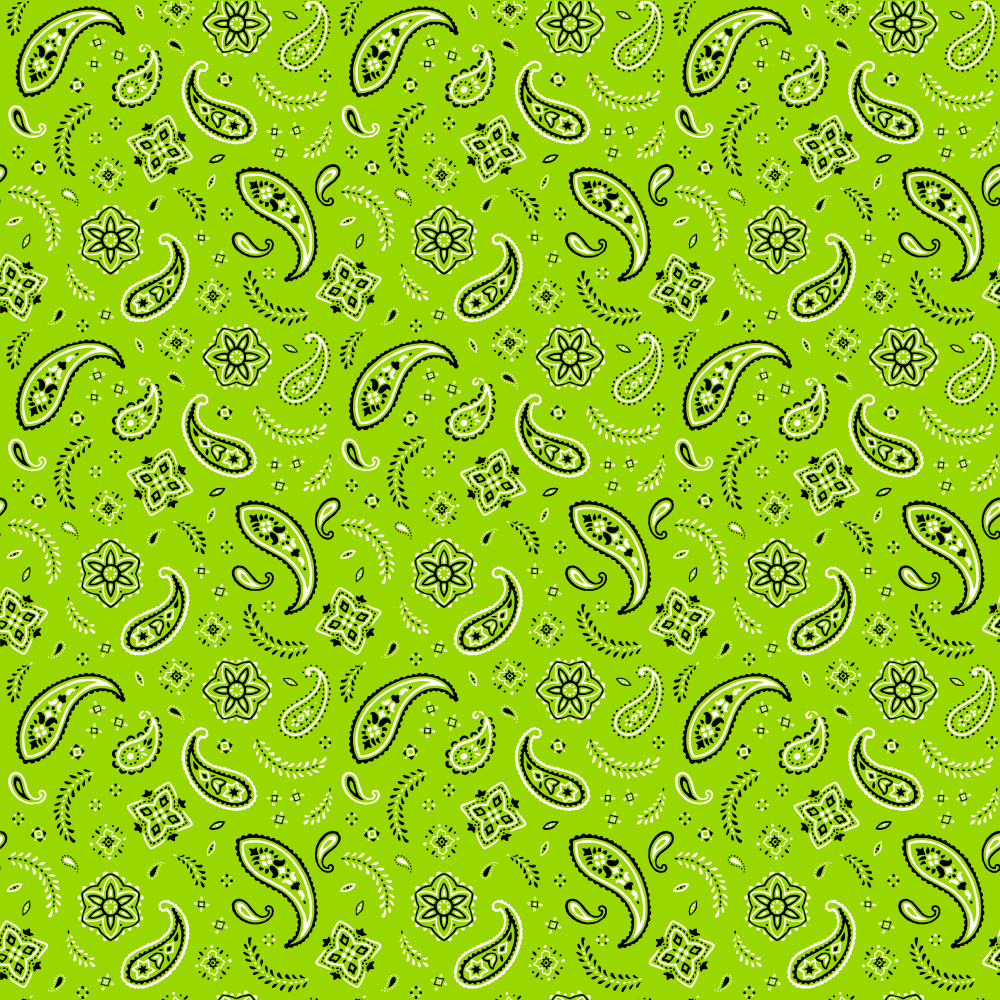 600pcs Lime Green Lime Green All Over Paisley Bandana Imported 100% Cotton 22
