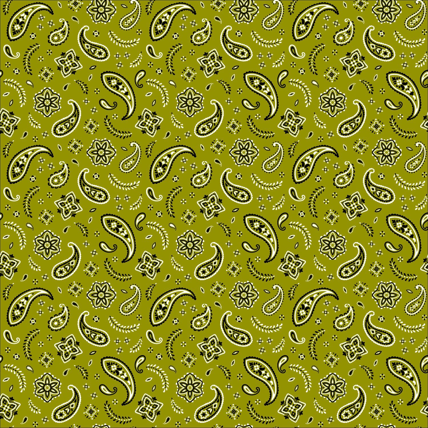12pcs Olive Green Olive Green All Over Paisley Bandana Imported 100% Cotton 22