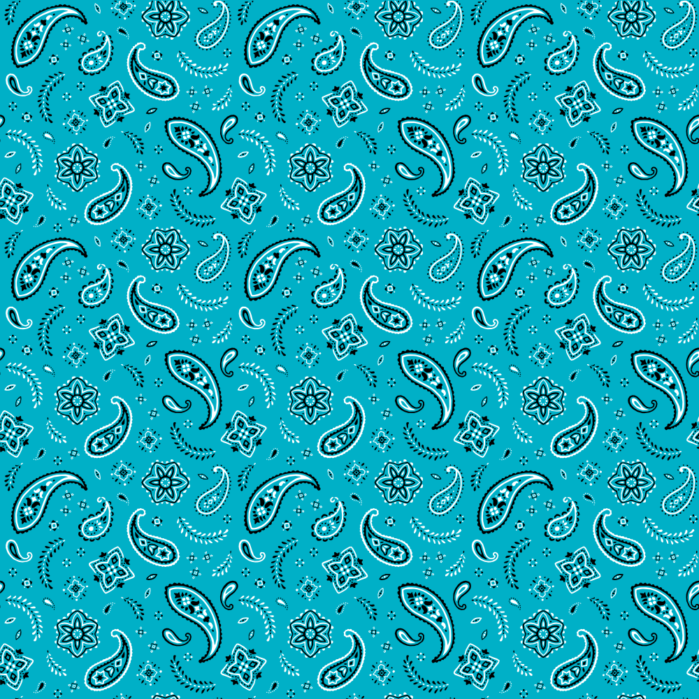 Turquoise All Over Paisley Bandana Imported 100% Cotton 22