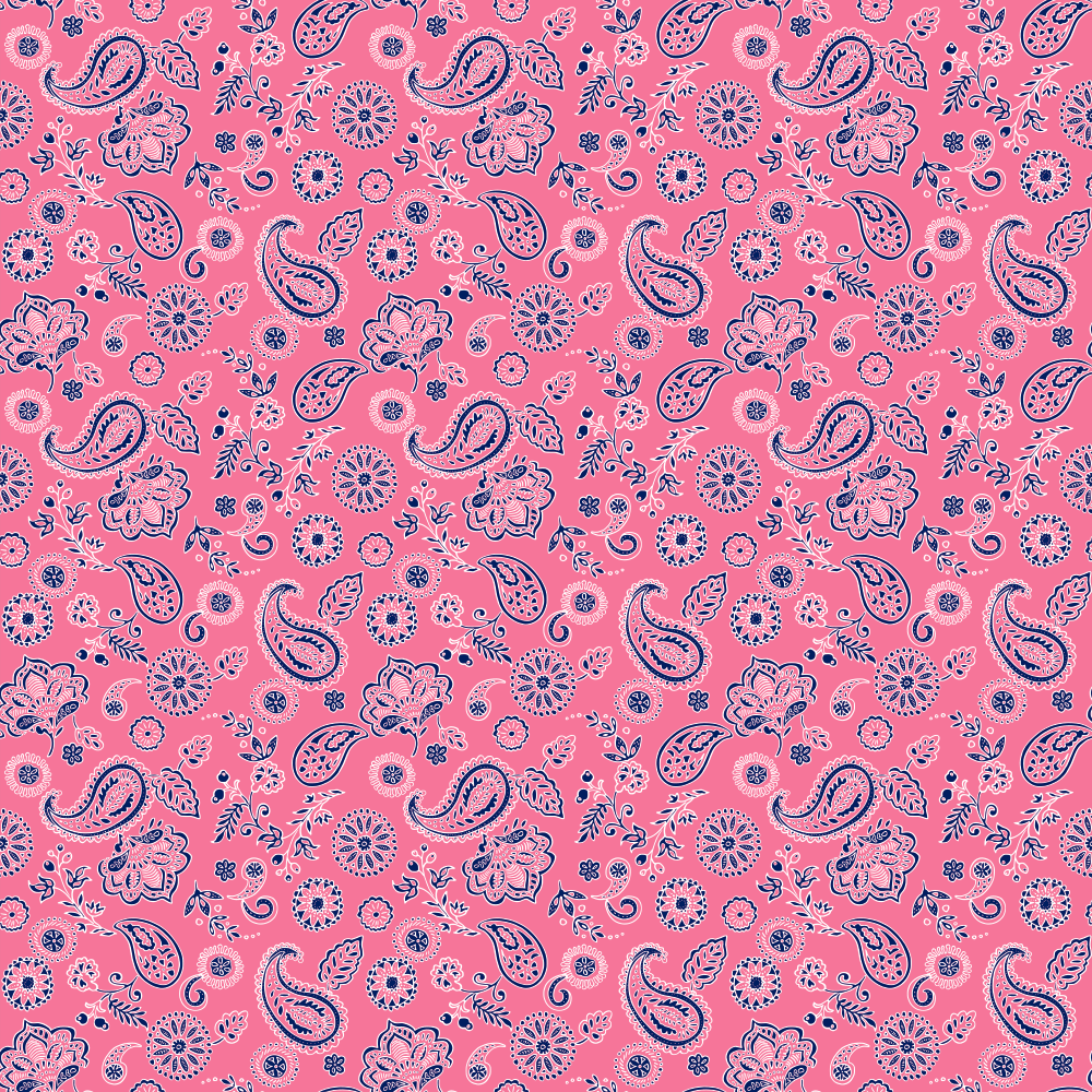 12-pack Pink Floral Paisley Bandana 100% Cotton - 22x22 Inches