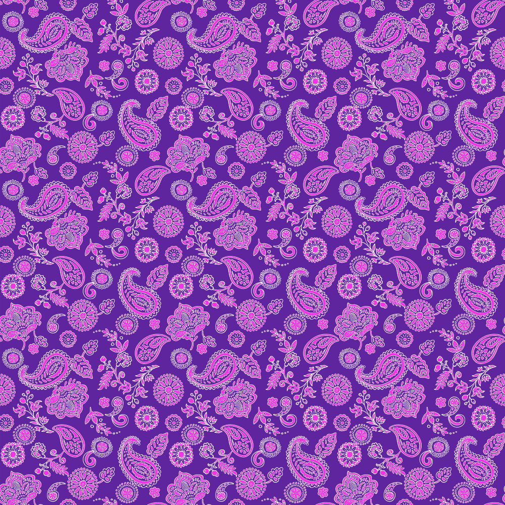 Purple Floral Paisley BANDANAs - Case - 50 Dozen 22x22