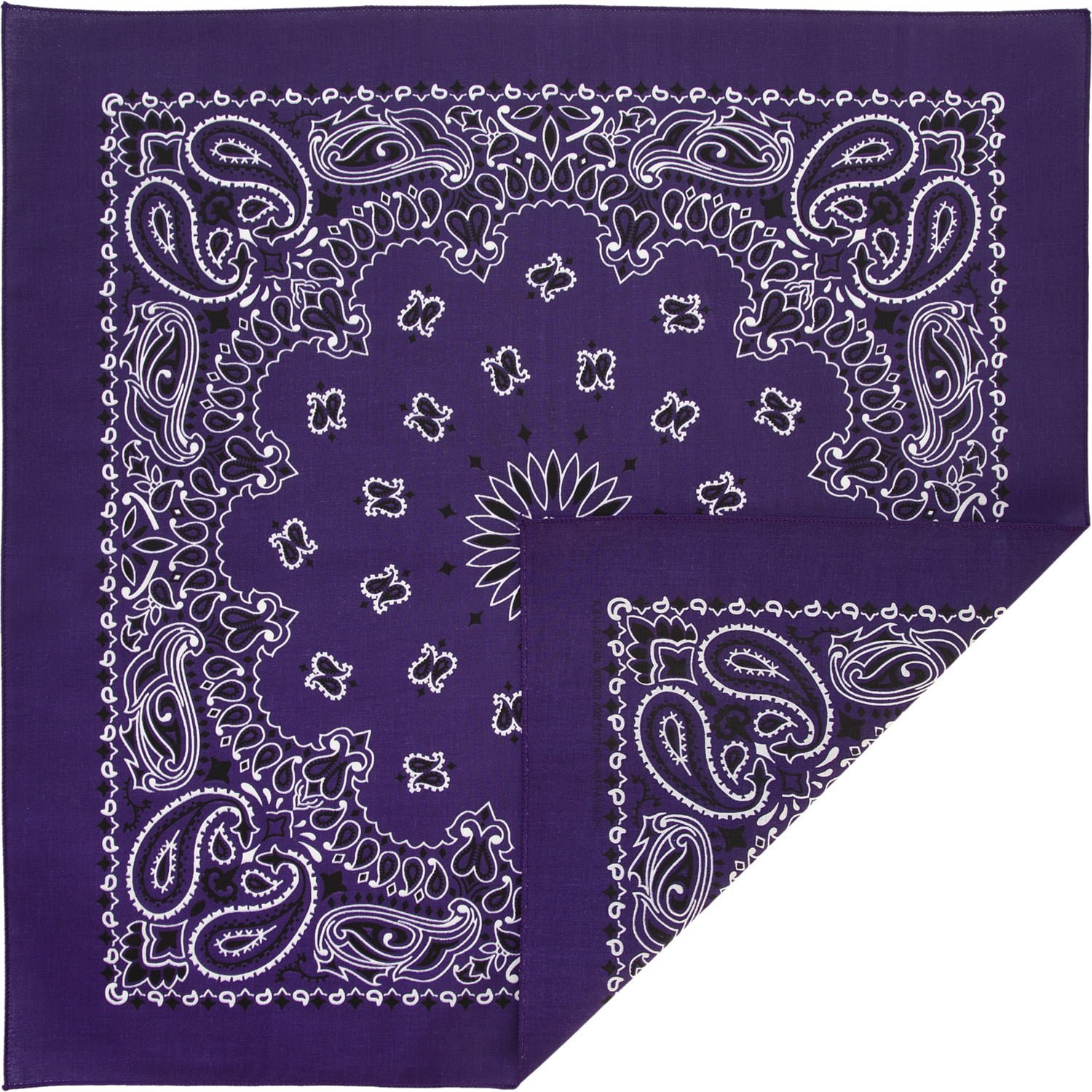 12-pack Purple American Made Western Paisley Bandanas - 100% Cotton - 22x22 Inches