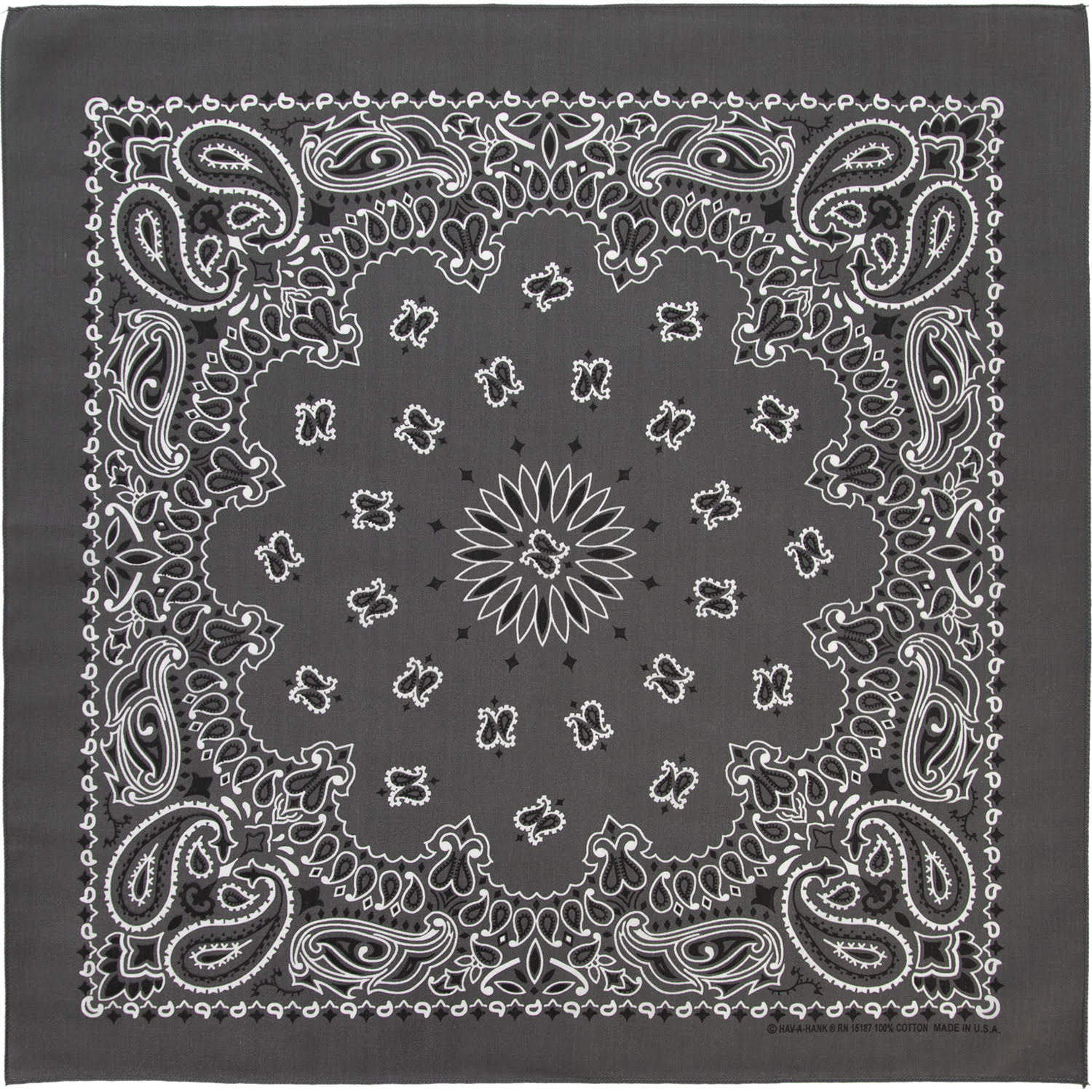 1pc Charcoal Grey Charcoal Grey CM Western Paisley Bandanas in Bulk Imported 100% cotton 27
