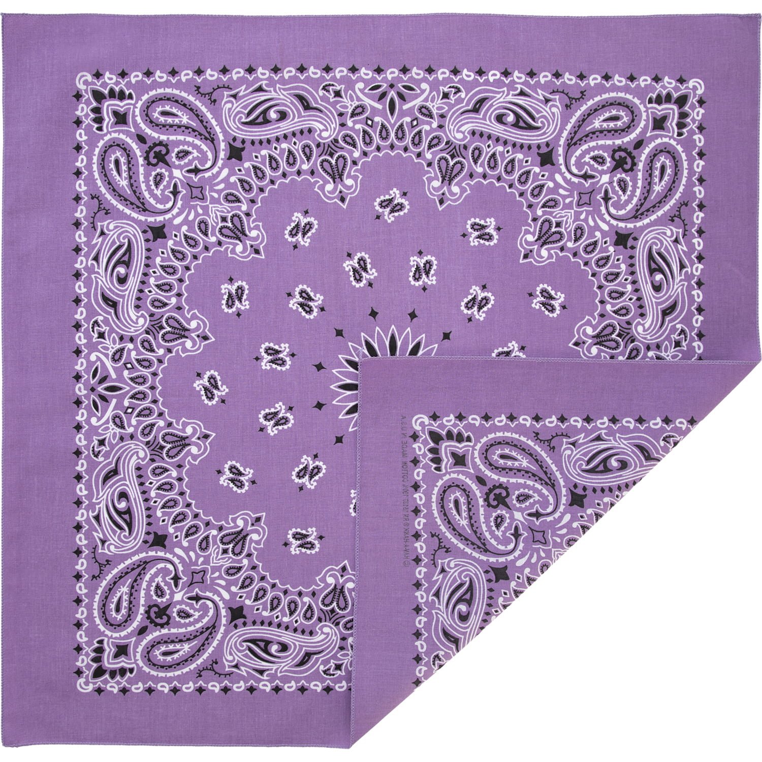 1pc American Made Lavender Western Paisley Handkerchief - Single 1pc 22x22