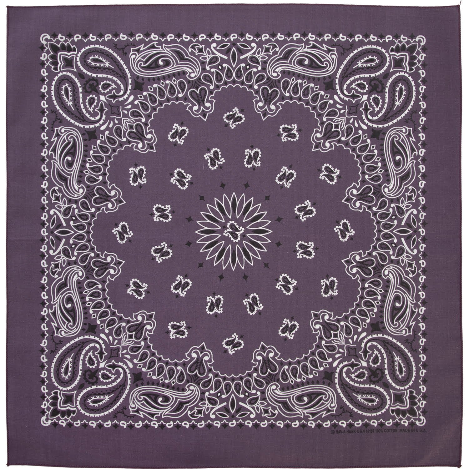 1pc American Made Purple Western Paisley Handkerchief - Single 1pc 22x22
