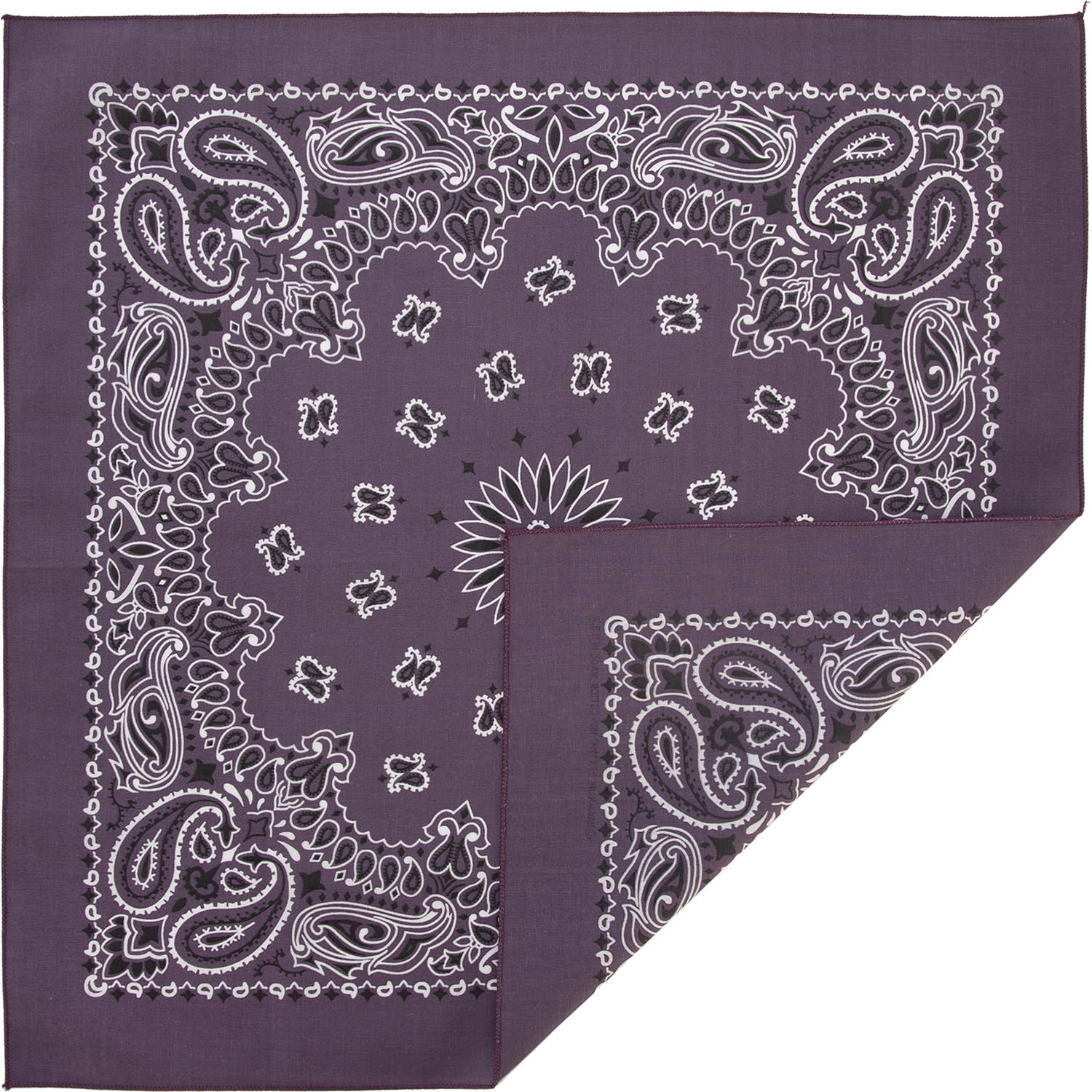 12pcs American Made Purple Western Paisley Handkerchiefs - Dozen Packed 22x22