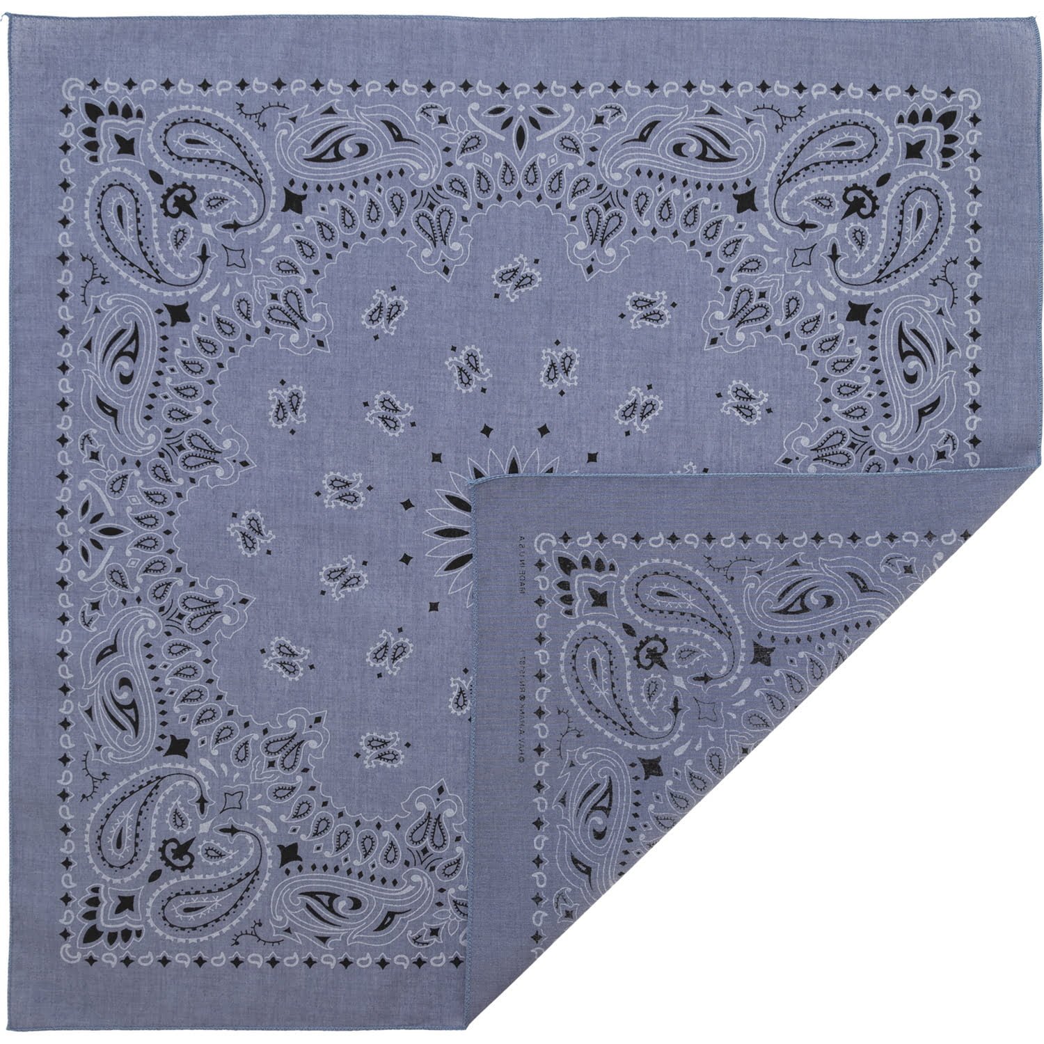 600pcs Chambray Blue (SS) Open Center Paisley Handkerchiefs - USA - 100% cotton